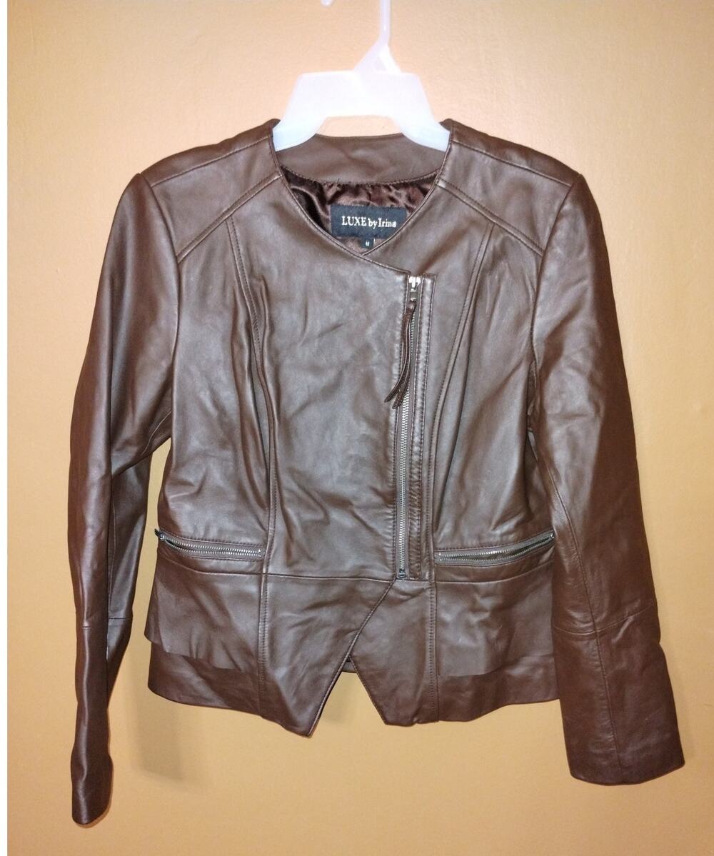 Luxe by Irina Brown Leather Jacket  M
